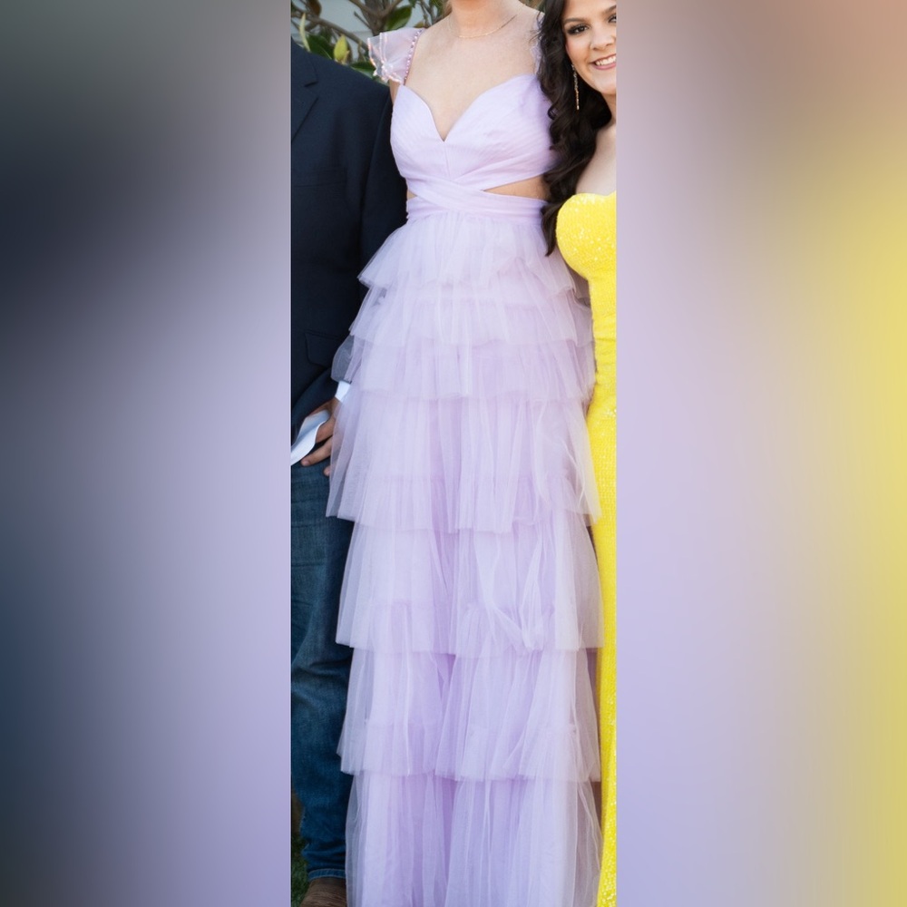 Mac Duggal Lavender Tiered Dress